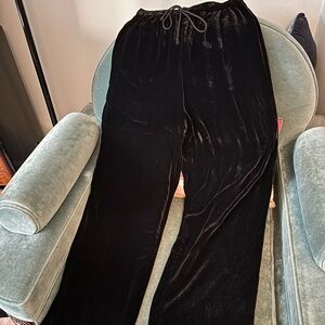 Elegant Black Velvet Wide Leg Pants